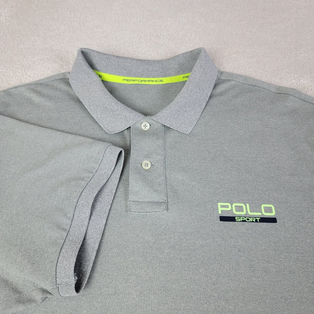 Polo Sport Ralph Lauren Polo Mens XXL Gray Performance Short Sleeve Logo Shirt